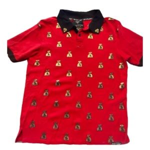 SWITCH Shirt Mens Medium Red Remarkable Limited Ed Gold Moneybags Polo